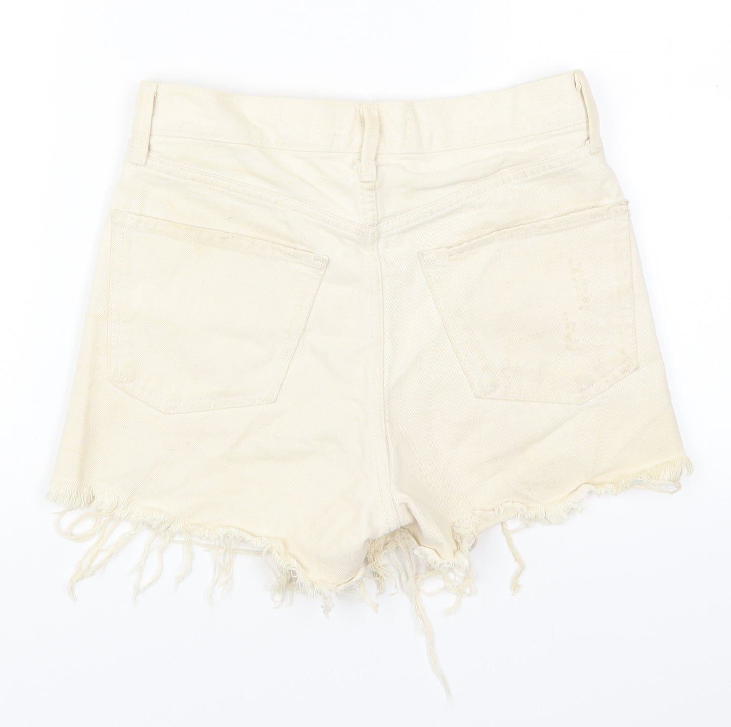 MNG Womens Beige  Cotton Cut-Off Shorts Size 6  Regular Button