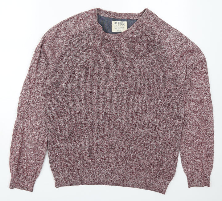 Burton Mens Red Round Neck Cotton Pullover Jumper Size M