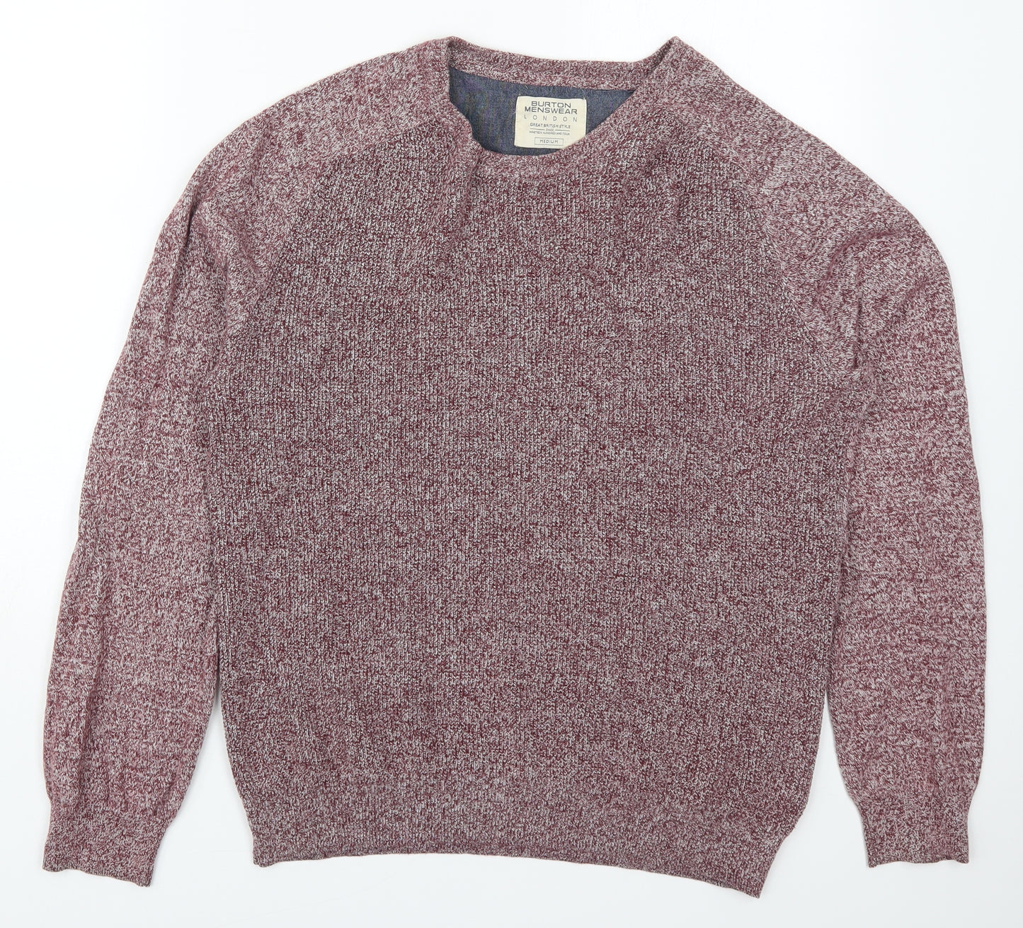 Burton Mens Red Round Neck  Cotton Pullover Jumper Size M