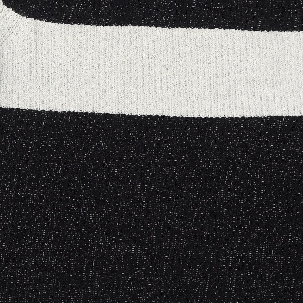 George Mens Black Round Neck Striped Polyester Pullover Jumper Size XL
