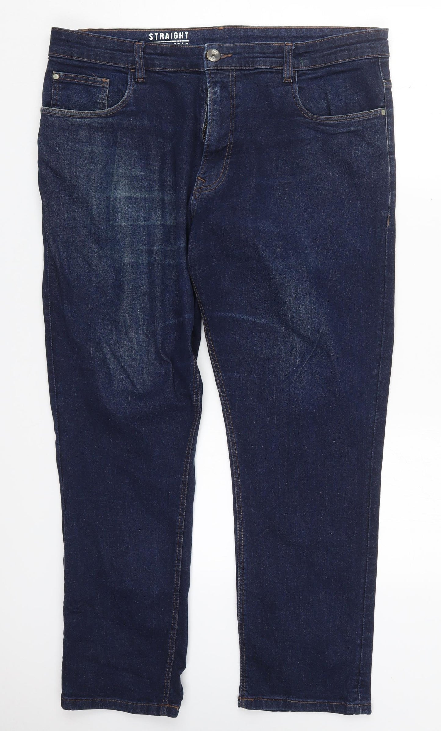 George Mens Blue  Cotton Straight Jeans Size 38 L28 in Regular Button