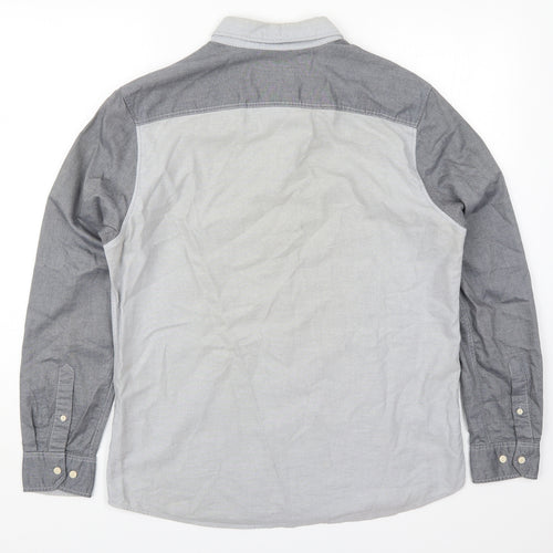 George Mens Grey  Cotton  Button-Up Size M Collared Button