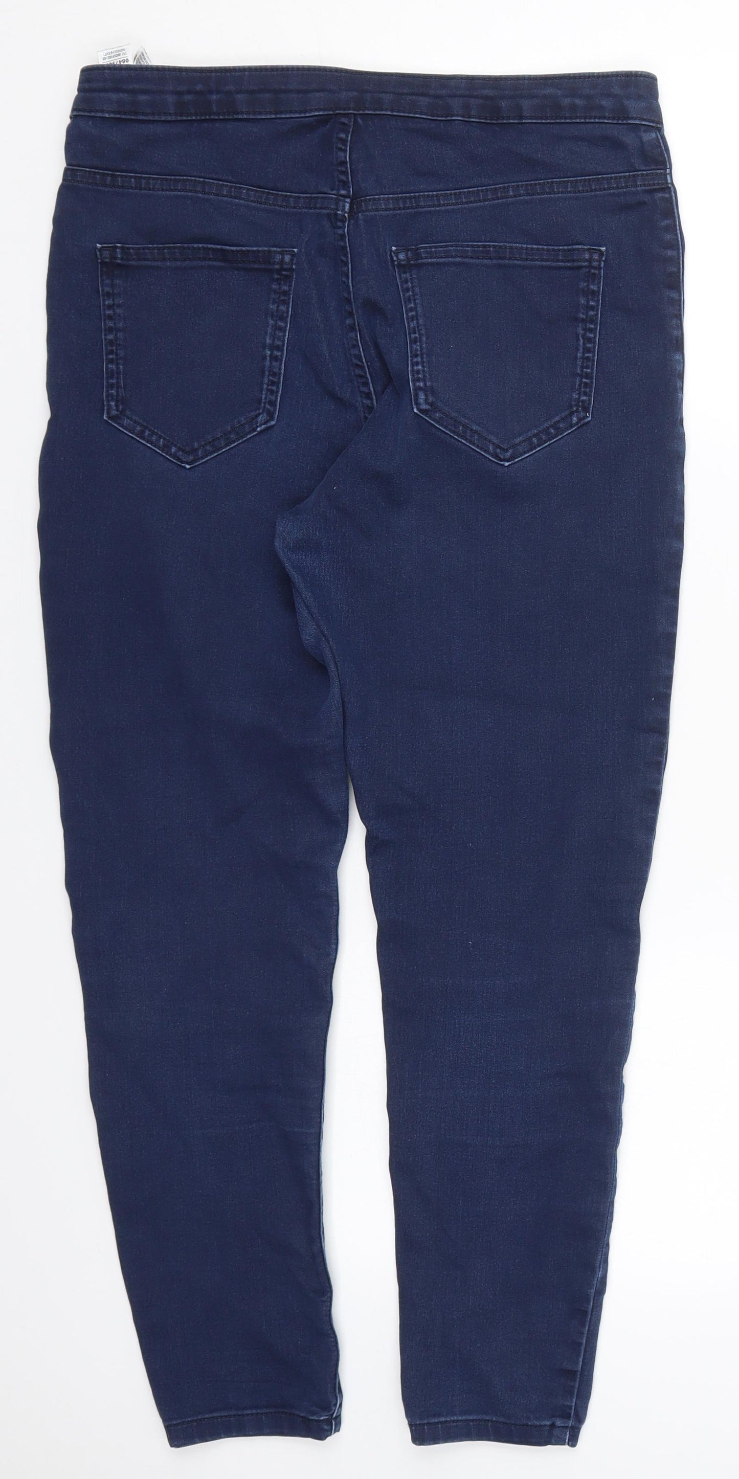 Marks and Spencer Womens Blue  Cotton Skinny Jeans Size 14 L25 in Regular Button