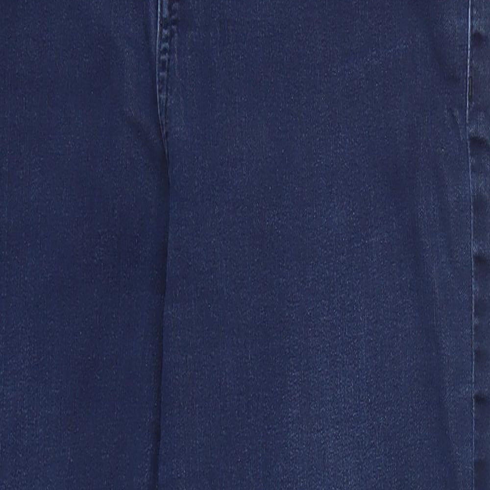 Marks and Spencer Womens Blue  Cotton Skinny Jeans Size 14 L25 in Regular Button