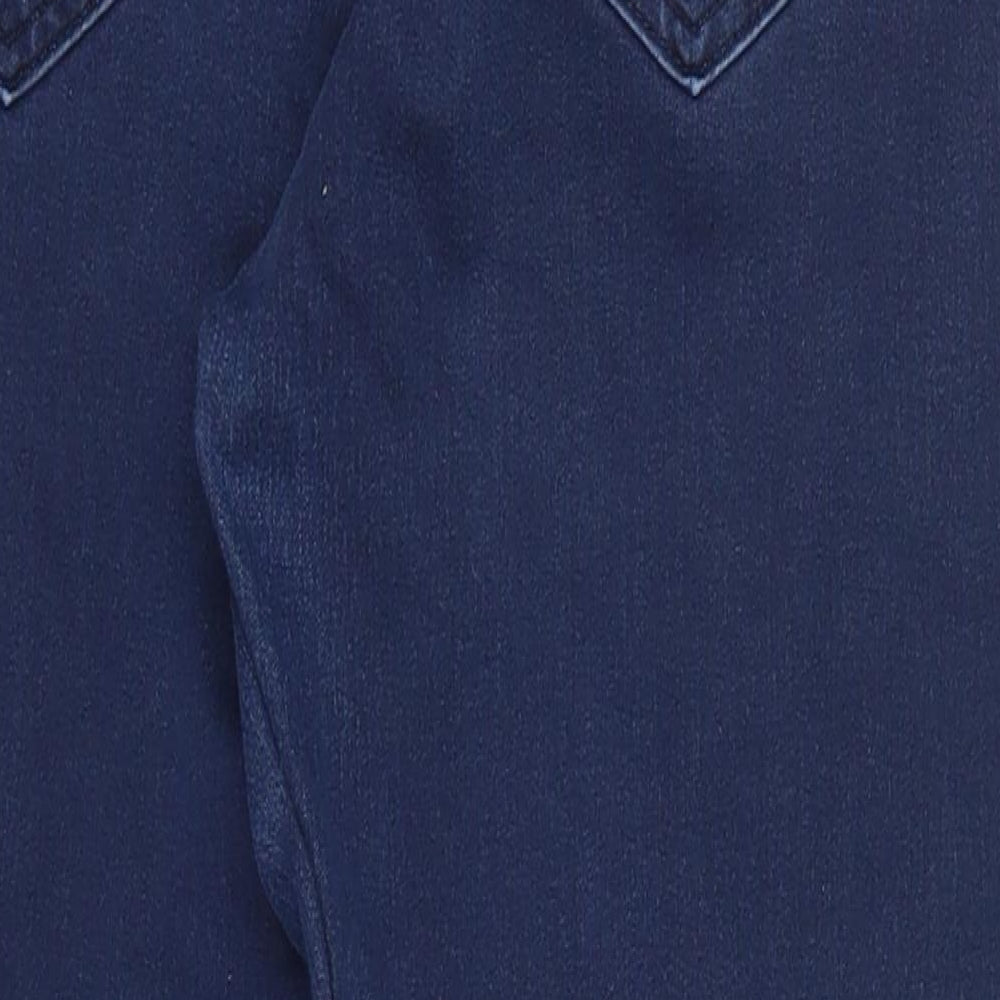 Marks and Spencer Womens Blue  Cotton Skinny Jeans Size 14 L25 in Regular Button