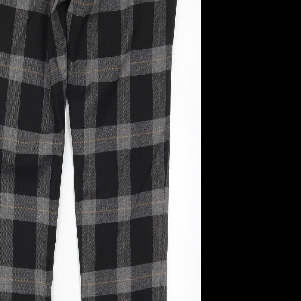 River Island Mens Grey Check Polyester Trousers  Size 32 L28 in Regular Hook & Eye