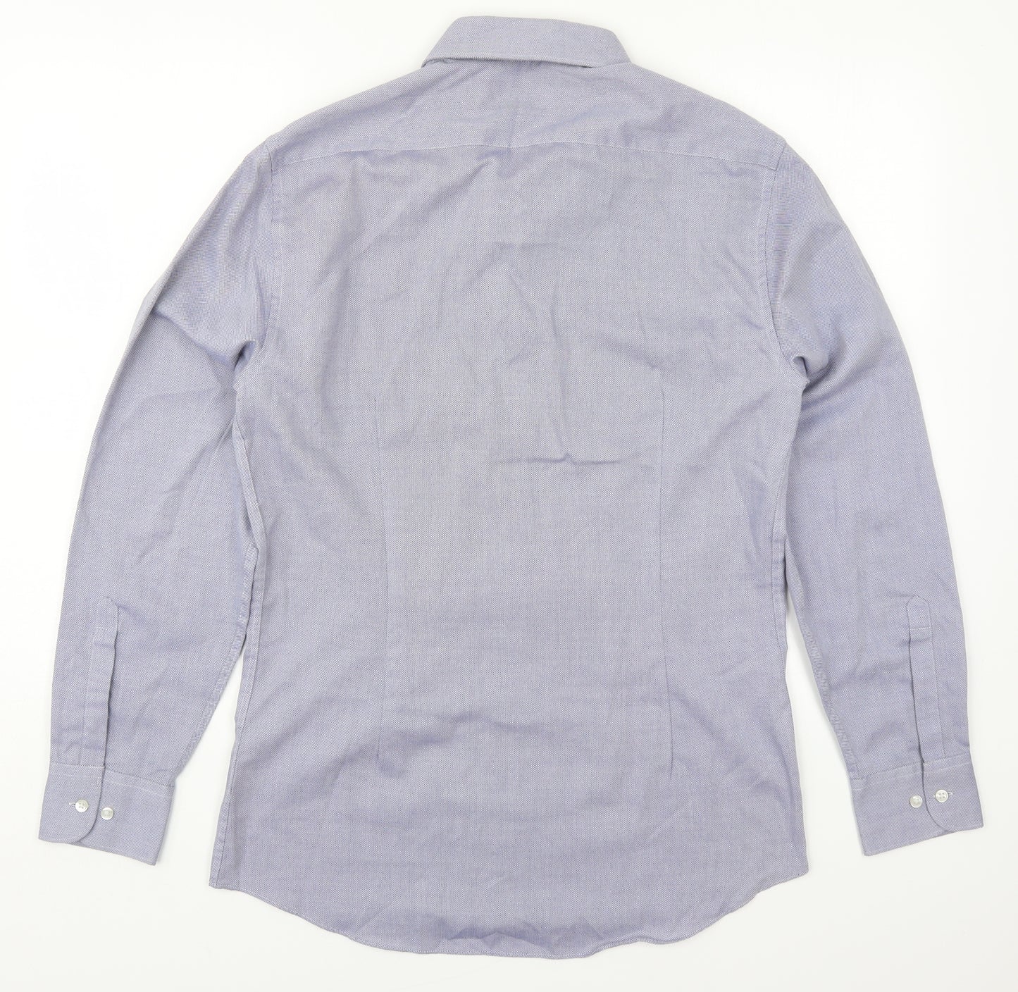 Marks and Spencer Mens Blue  Polyester  Dress Shirt Size 15.5 Collared Button