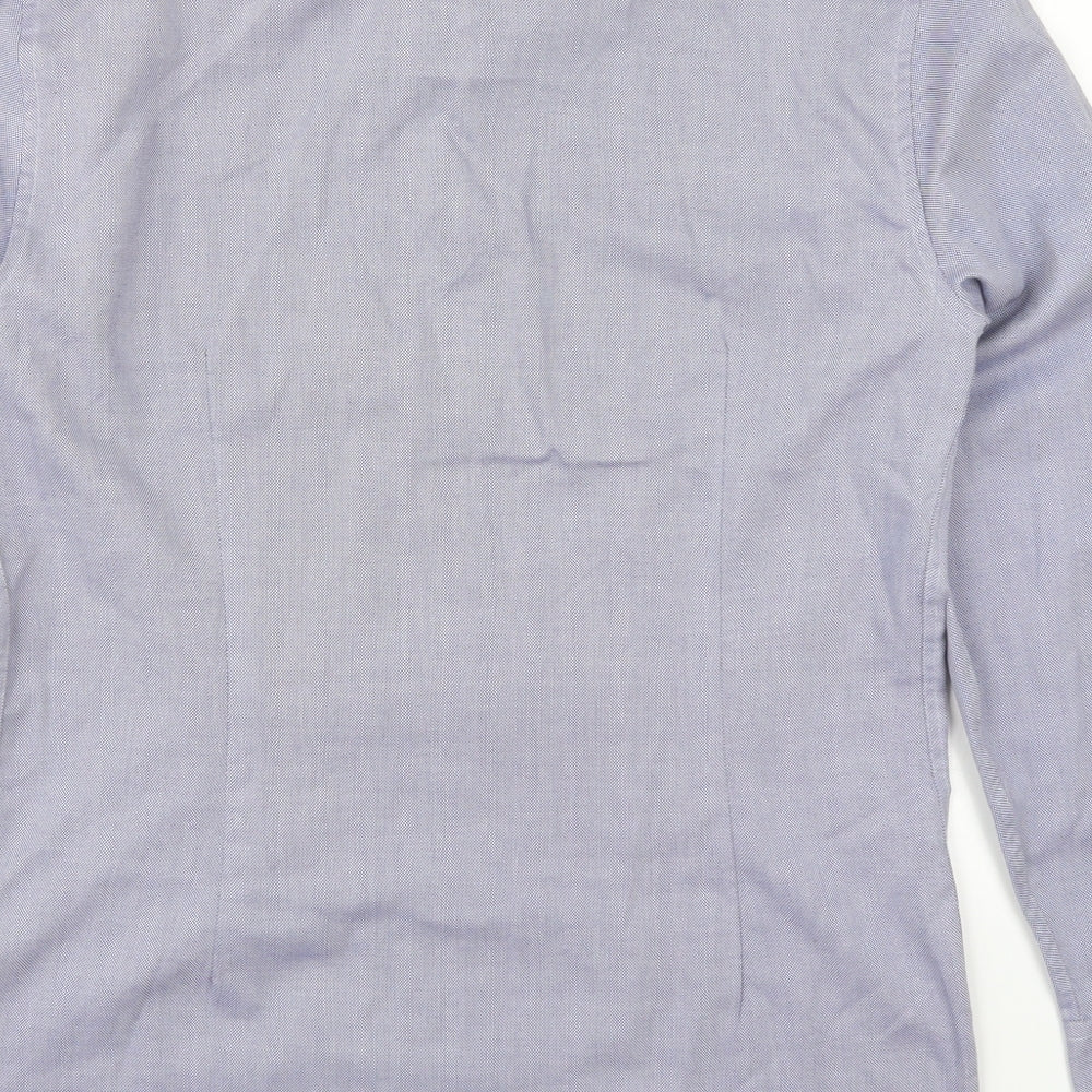 Marks and Spencer Mens Blue  Polyester  Dress Shirt Size 15.5 Collared Button