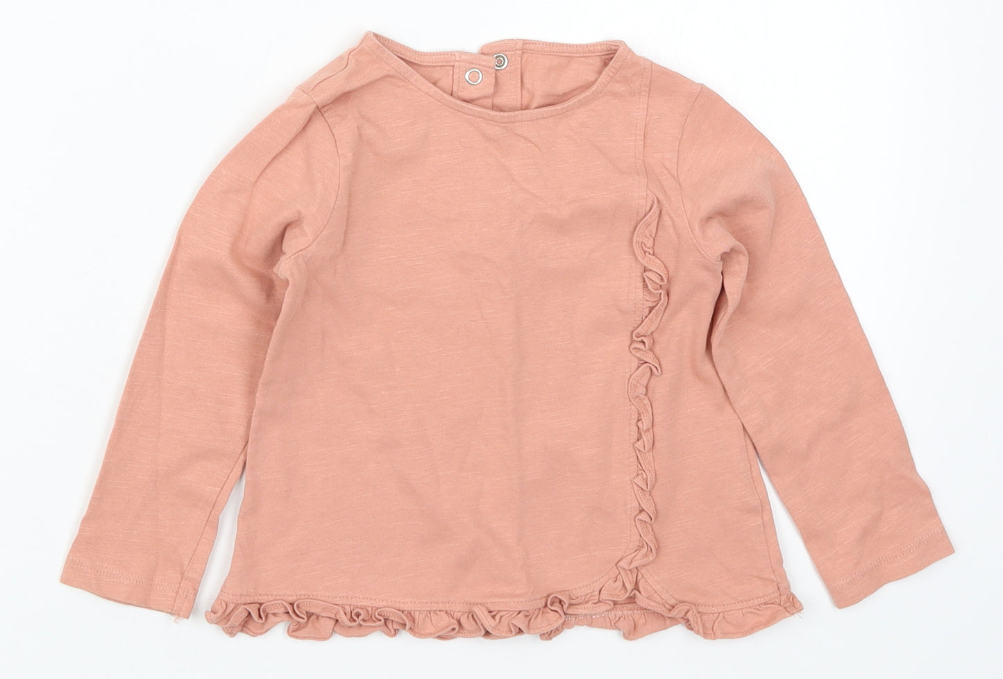 TU Girls Pink  Cotton Basic T-Shirt Size 18-24 Months Round Neck Pullover