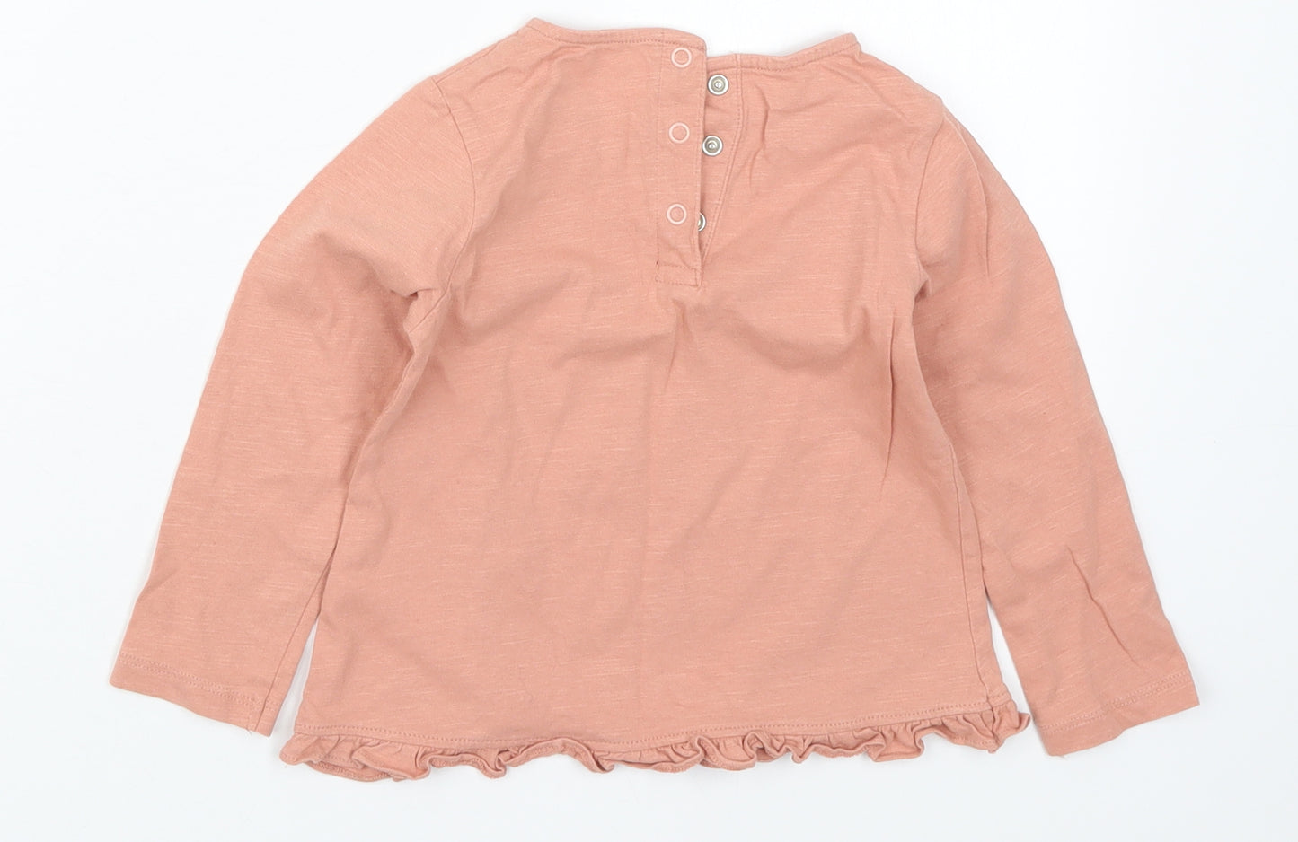TU Girls Pink  Cotton Basic T-Shirt Size 18-24 Months Round Neck Pullover