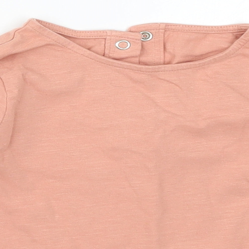 TU Girls Pink  Cotton Basic T-Shirt Size 18-24 Months Round Neck Pullover