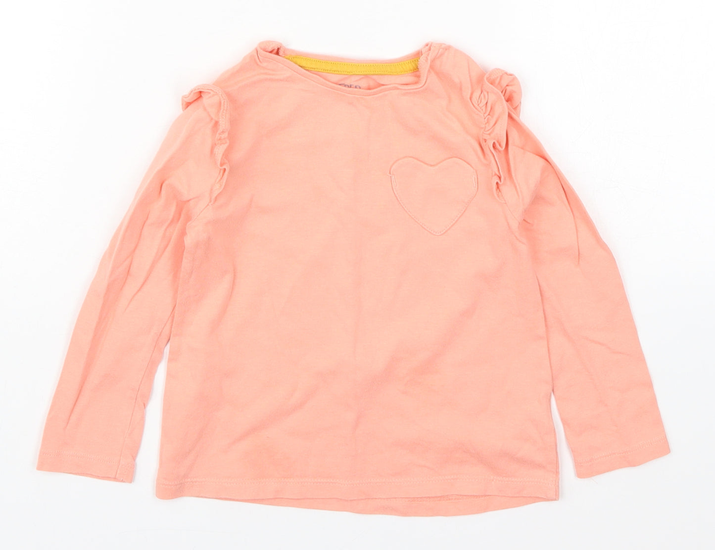 Fred & Flo Girls Pink  Cotton Basic T-Shirt Size 18-24 Months Round Neck Pullover