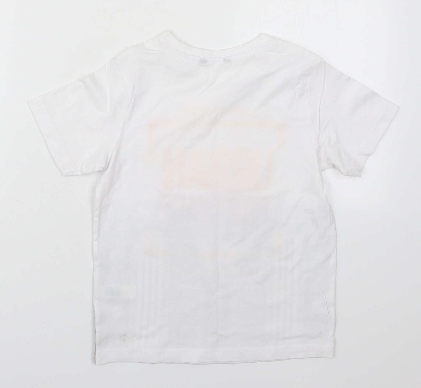 George Boys White  Polyester Basic T-Shirt Size 7-8 Years Crew Neck Pullover - Urban Paradise