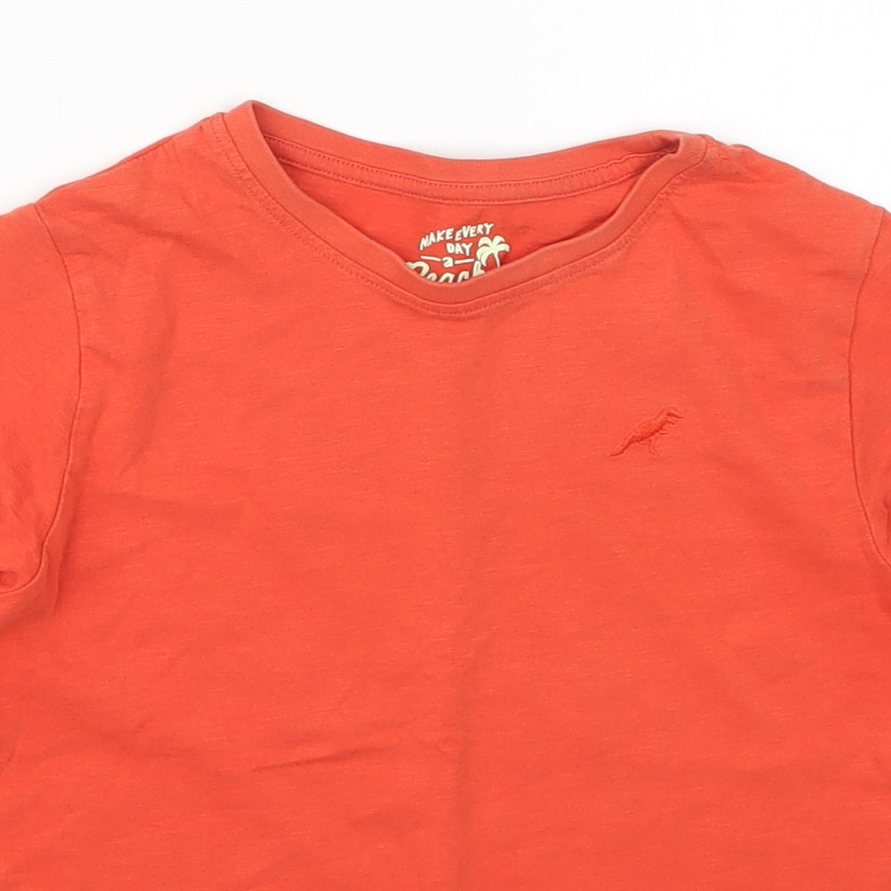 TU Boys Orange  Cotton Basic T-Shirt Size 6 Years Crew Neck Pullover - T-Rex