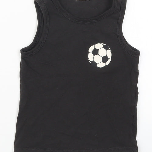 H&M Boys Black  Cotton Basic Tank Size 3-4 Years Round Neck Pullover - Football