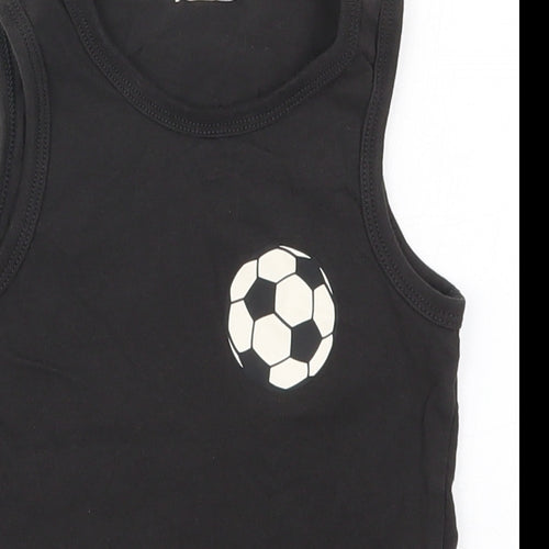 H&M Boys Black  Cotton Basic Tank Size 3-4 Years Round Neck Pullover - Football