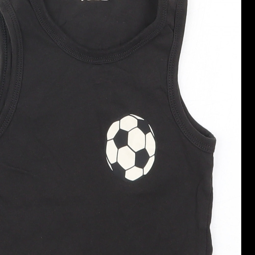 H&M Boys Black  Cotton Basic Tank Size 3-4 Years Round Neck Pullover - Football
