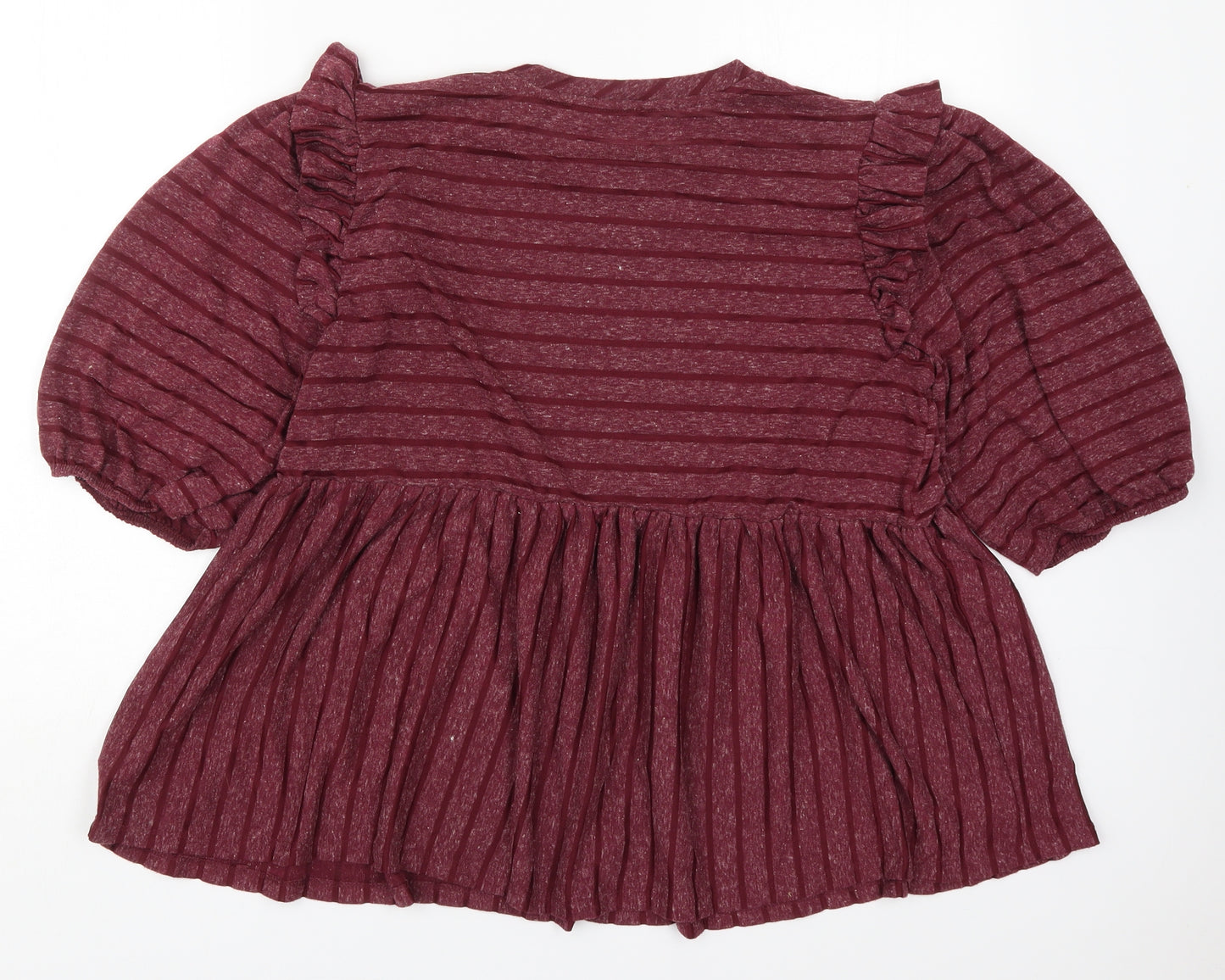 George Womens Red Striped Polyester Basic T-Shirt Size 18 Round Neck