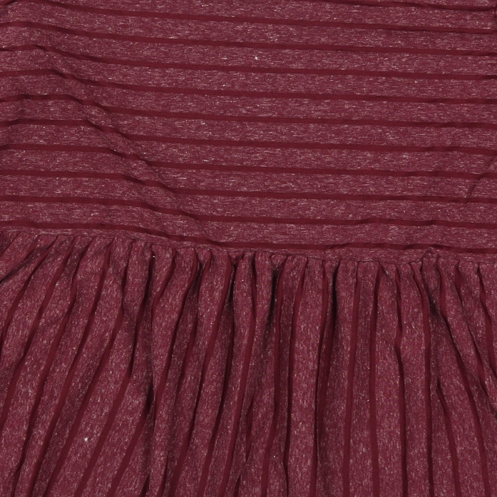 George Womens Red Striped Polyester Basic T-Shirt Size 18 Round Neck
