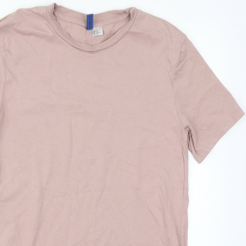 H&M Mens Pink  Cotton  T-Shirt Size XS Crew Neck
