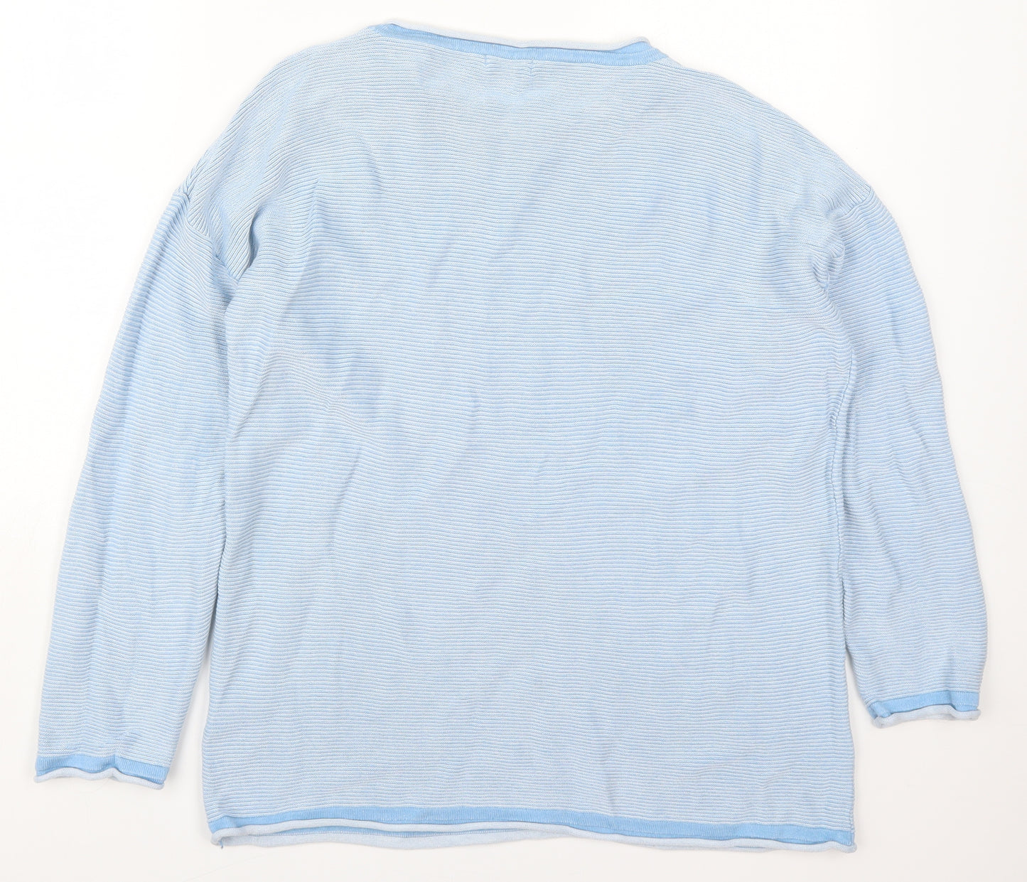 Cotton Traders Womens Blue Round Neck Floral Viscose Pullover Jumper Size 14