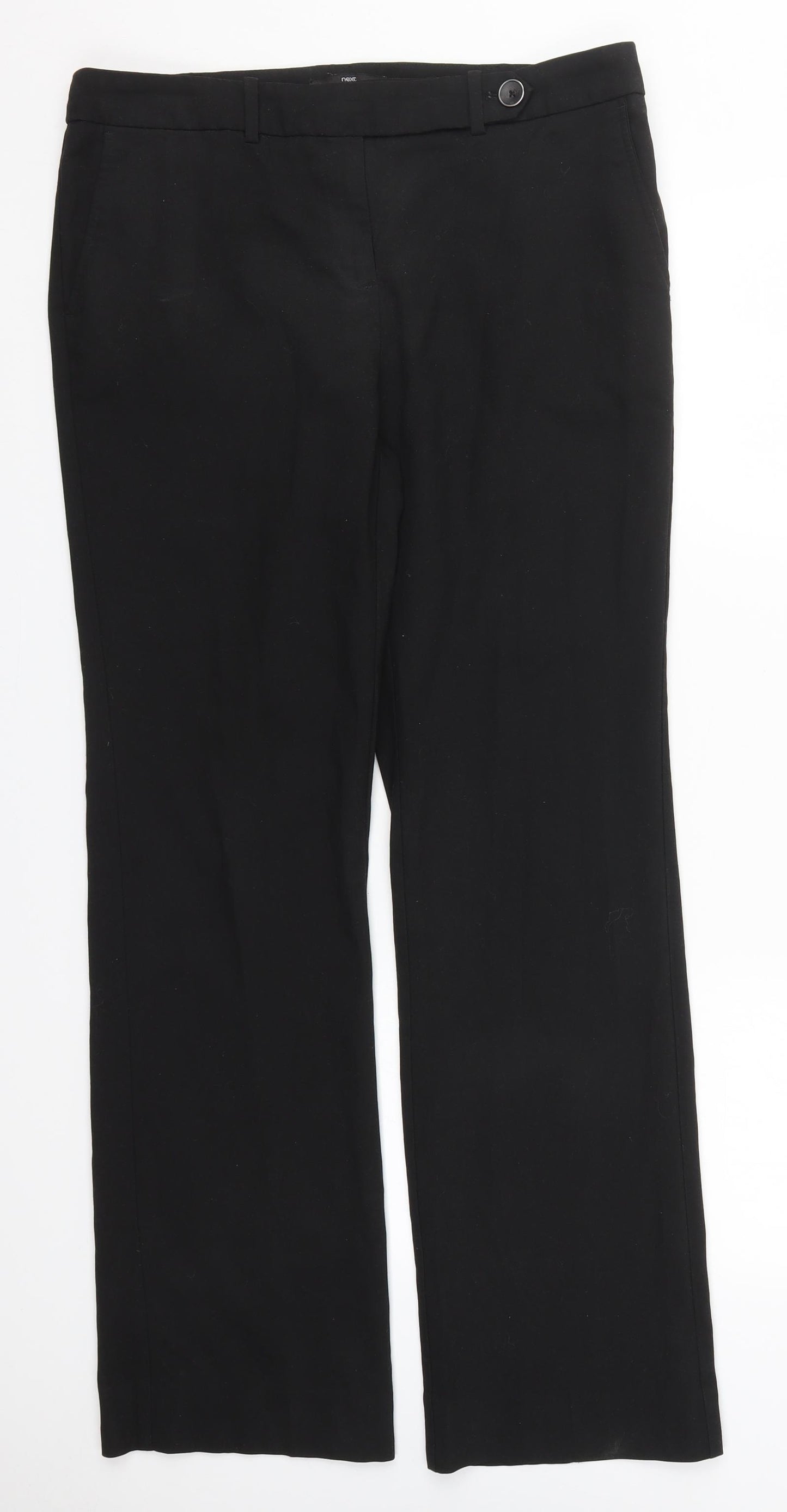 NEXT Womens Black  Polyester Trousers  Size 12 L32 in Regular Button
