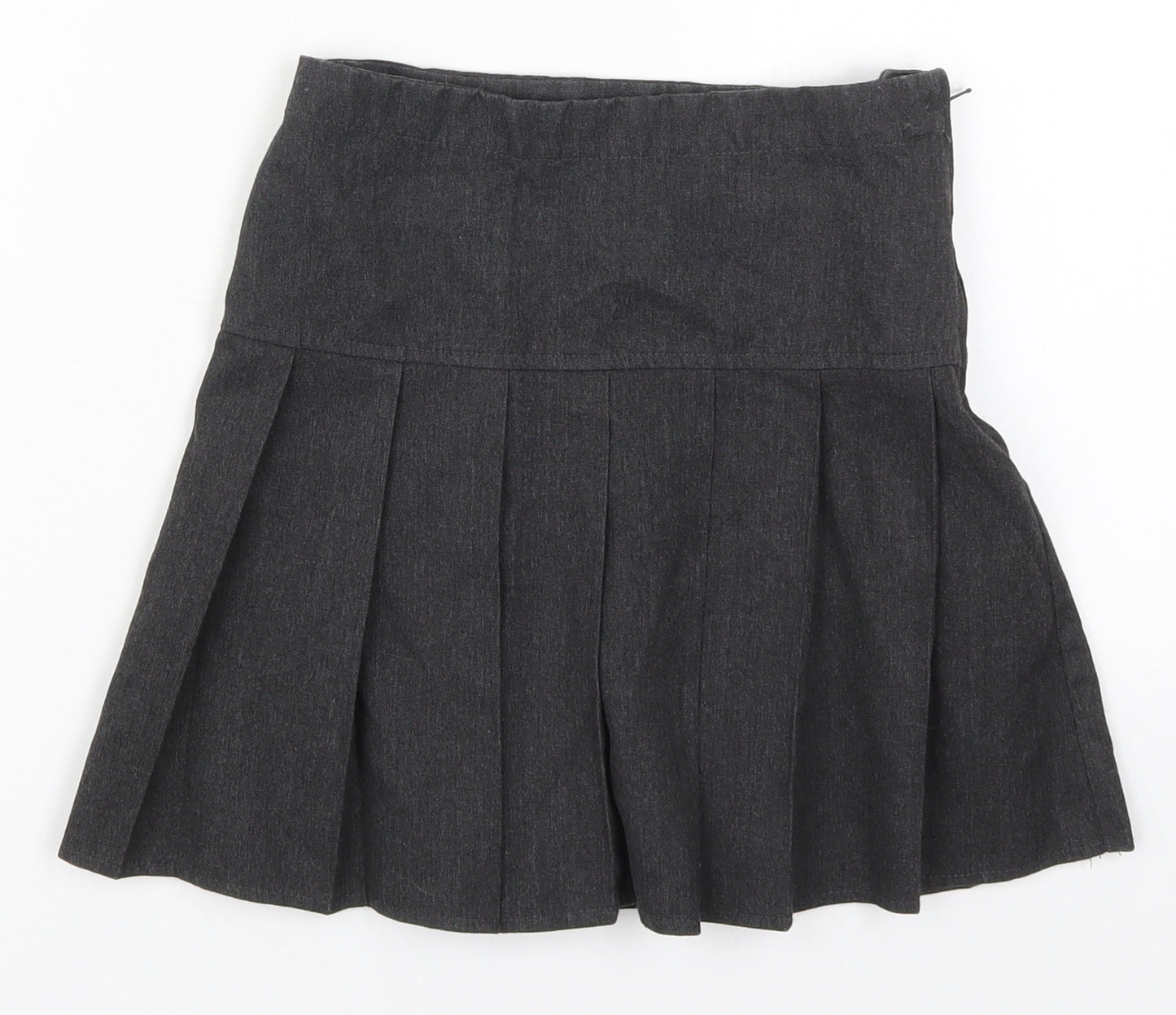 NEXT Girls Grey  Polyester Pleated Skirt Size 7 Years  Regular Zip