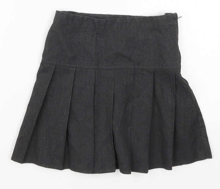 NEXT Girls Grey  Polyester Pleated Skirt Size 7 Years  Regular Zip