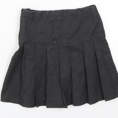 NEXT Girls Grey  Polyester Pleated Skirt Size 7 Years  Regular Zip