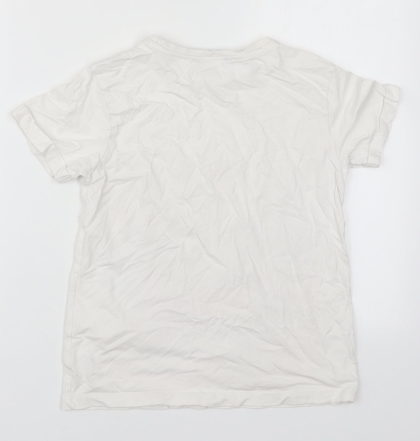 George Boys White  Cotton Basic T-Shirt Size 9-10 Years Crew Neck Pullover - Crocodile Beach