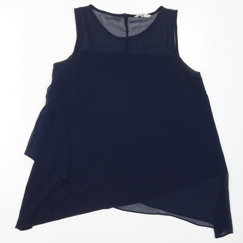 TU Womens Blue  Viscose Basic Tank Size 10 Round Neck