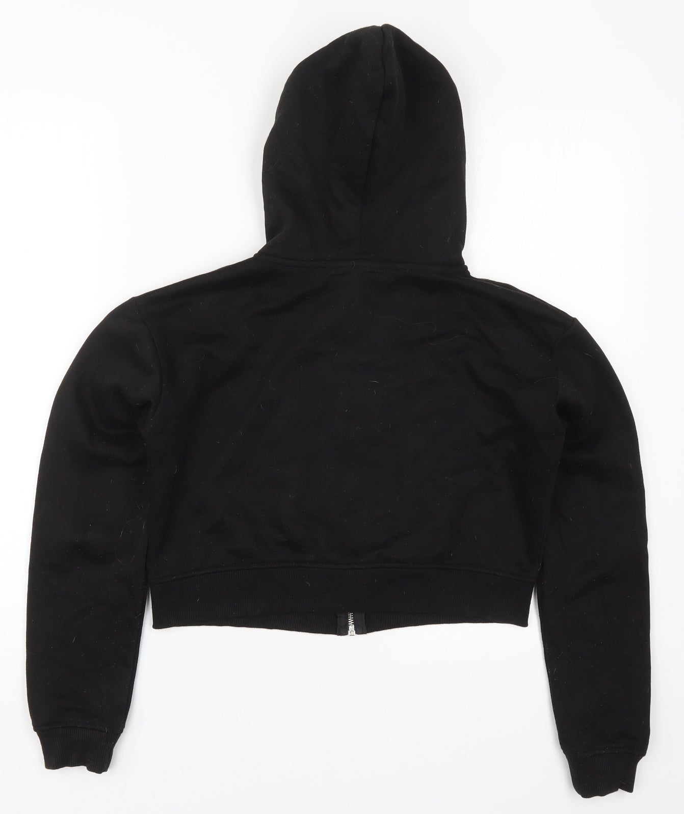 PRETTYLITTLETHING Womens Black  Polyester Full Zip Hoodie Size S  Zip