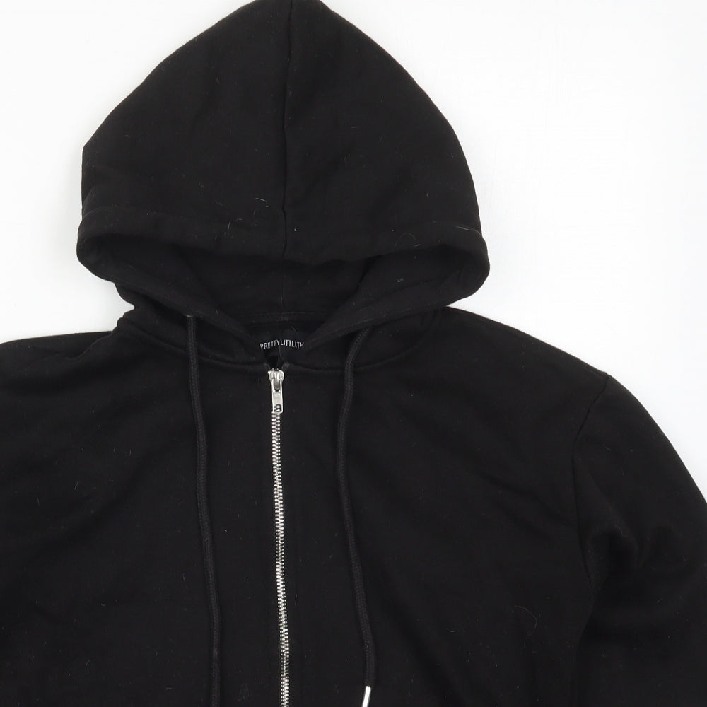 PRETTYLITTLETHING Womens Black  Polyester Full Zip Hoodie Size S  Zip