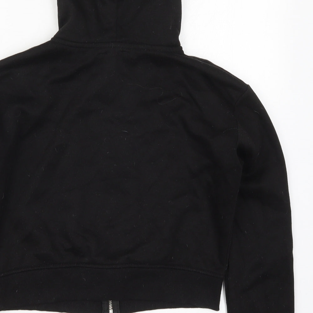 PRETTYLITTLETHING Womens Black  Polyester Full Zip Hoodie Size S  Zip
