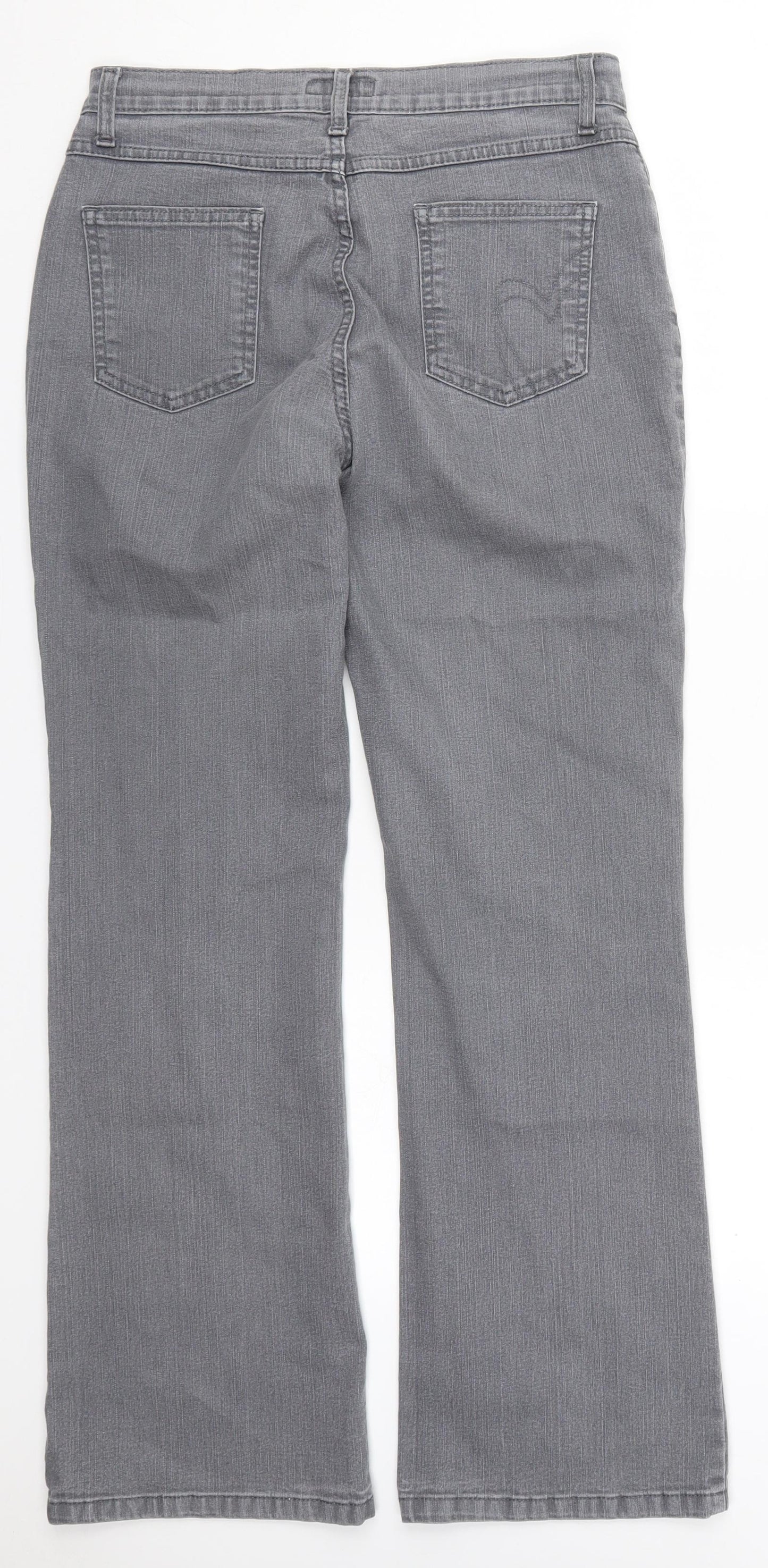 Per Una Womens Grey  Cotton Bootcut Jeans Size 12 L29 in Regular Button