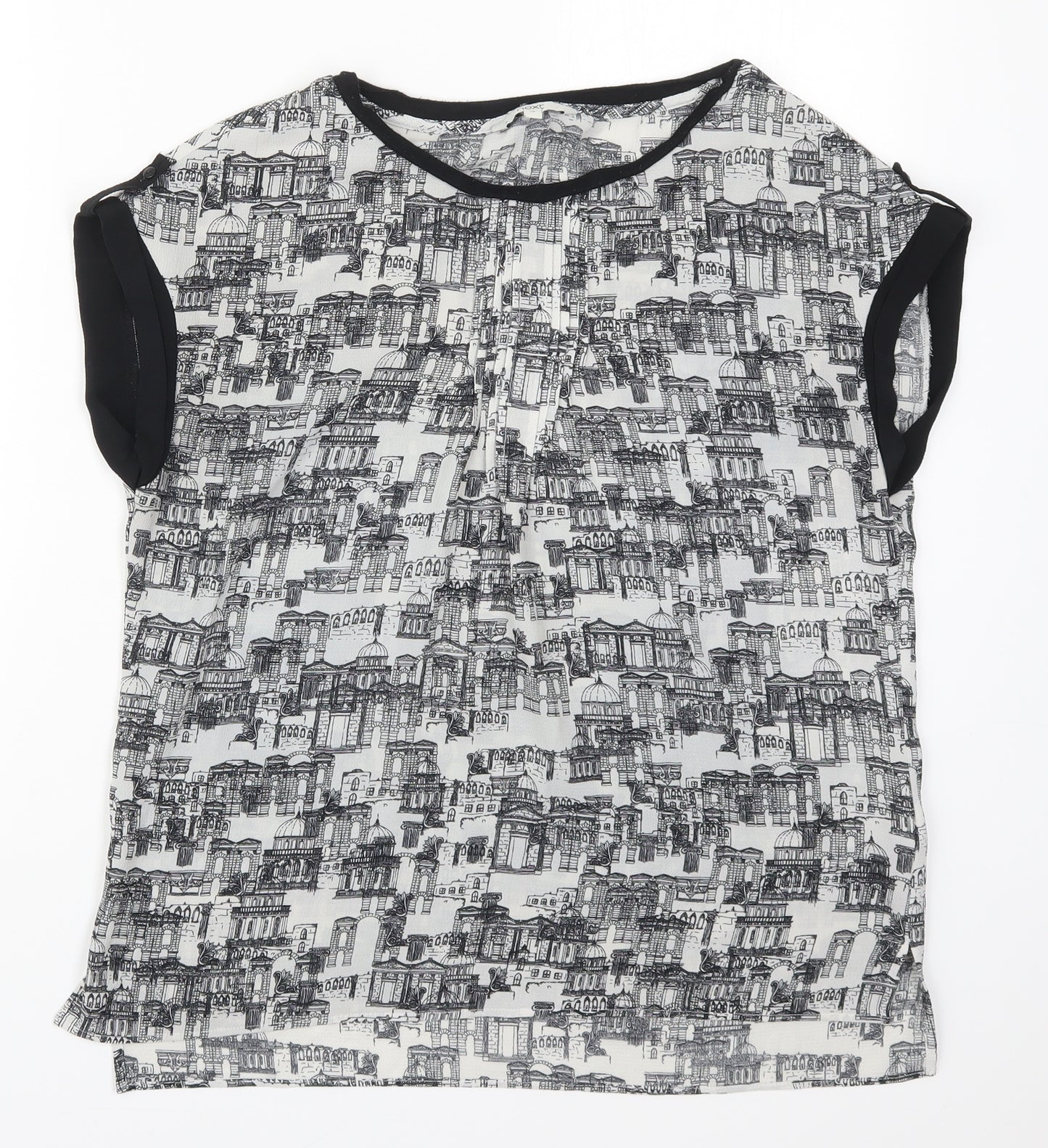 NEXT Womens Grey  Viscose Basic T-Shirt Size 12 Round Neck - Building Prints