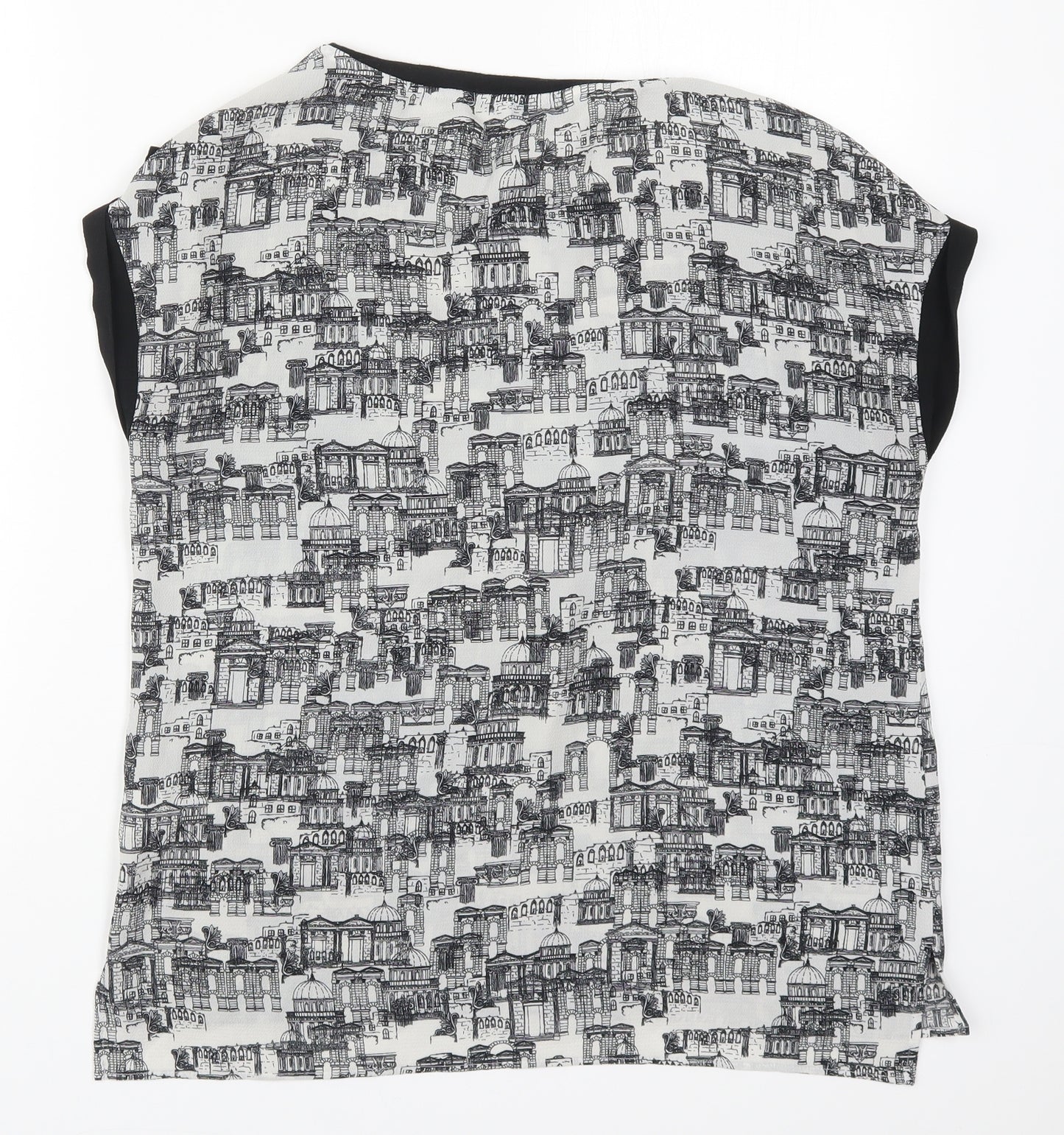 NEXT Womens Grey  Viscose Basic T-Shirt Size 12 Round Neck - Building Prints