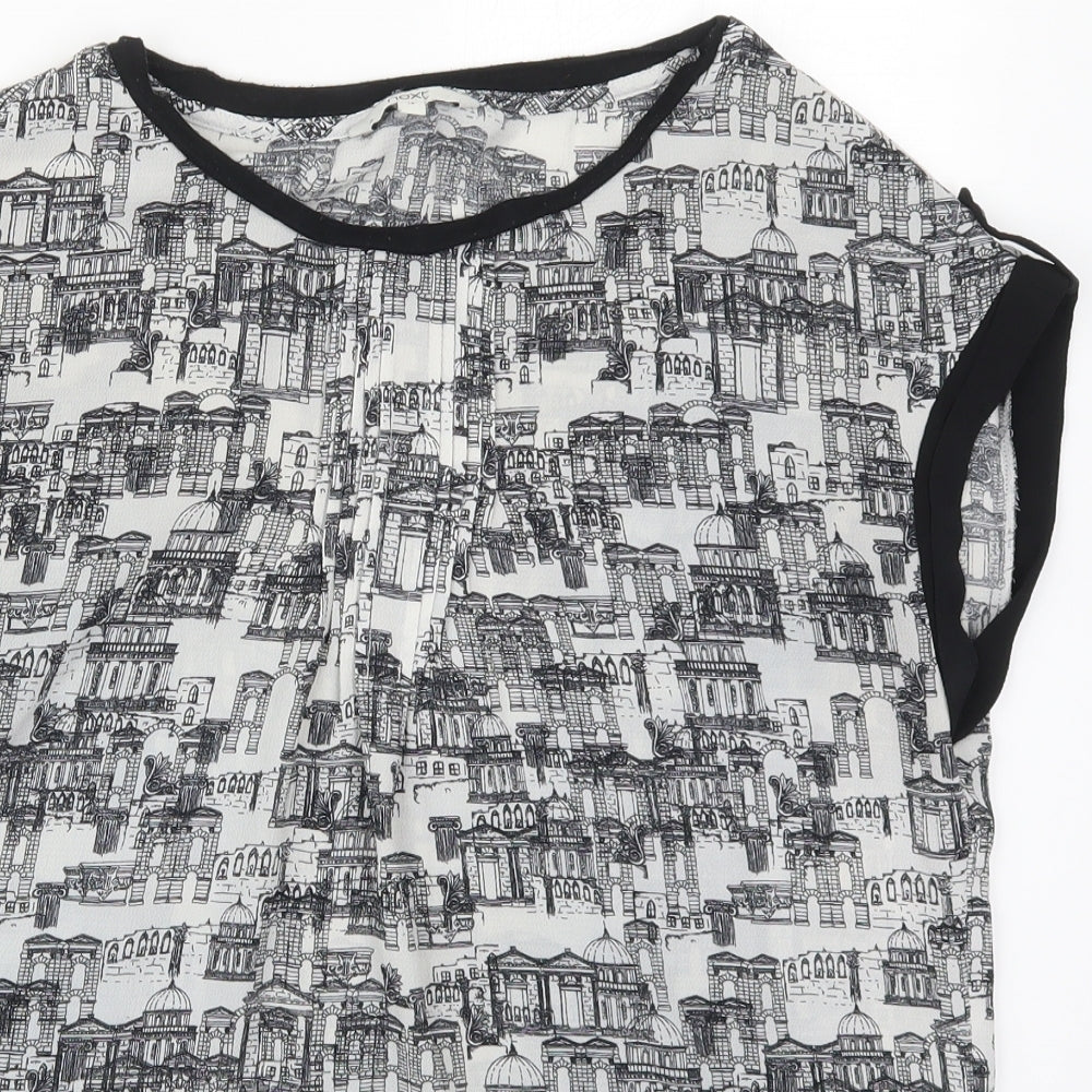 NEXT Womens Grey  Viscose Basic T-Shirt Size 12 Round Neck - Building Prints