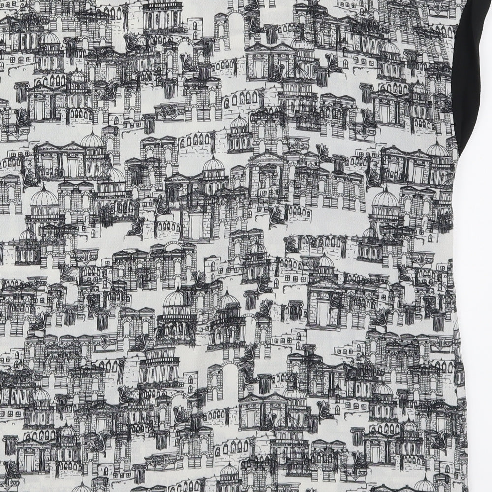 NEXT Womens Grey  Viscose Basic T-Shirt Size 12 Round Neck - Building Prints