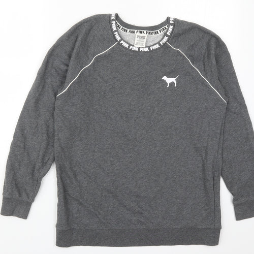 PINK Womens Grey  Cotton Pullover Sweatshirt Size XS  Pullover - Dog