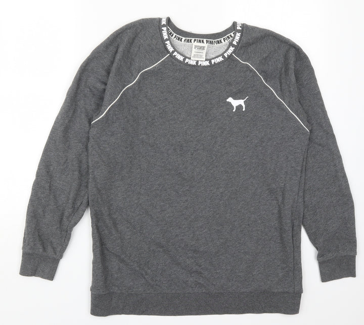 PINK Womens Grey  Cotton Pullover Sweatshirt Size XS  Pullover - Dog