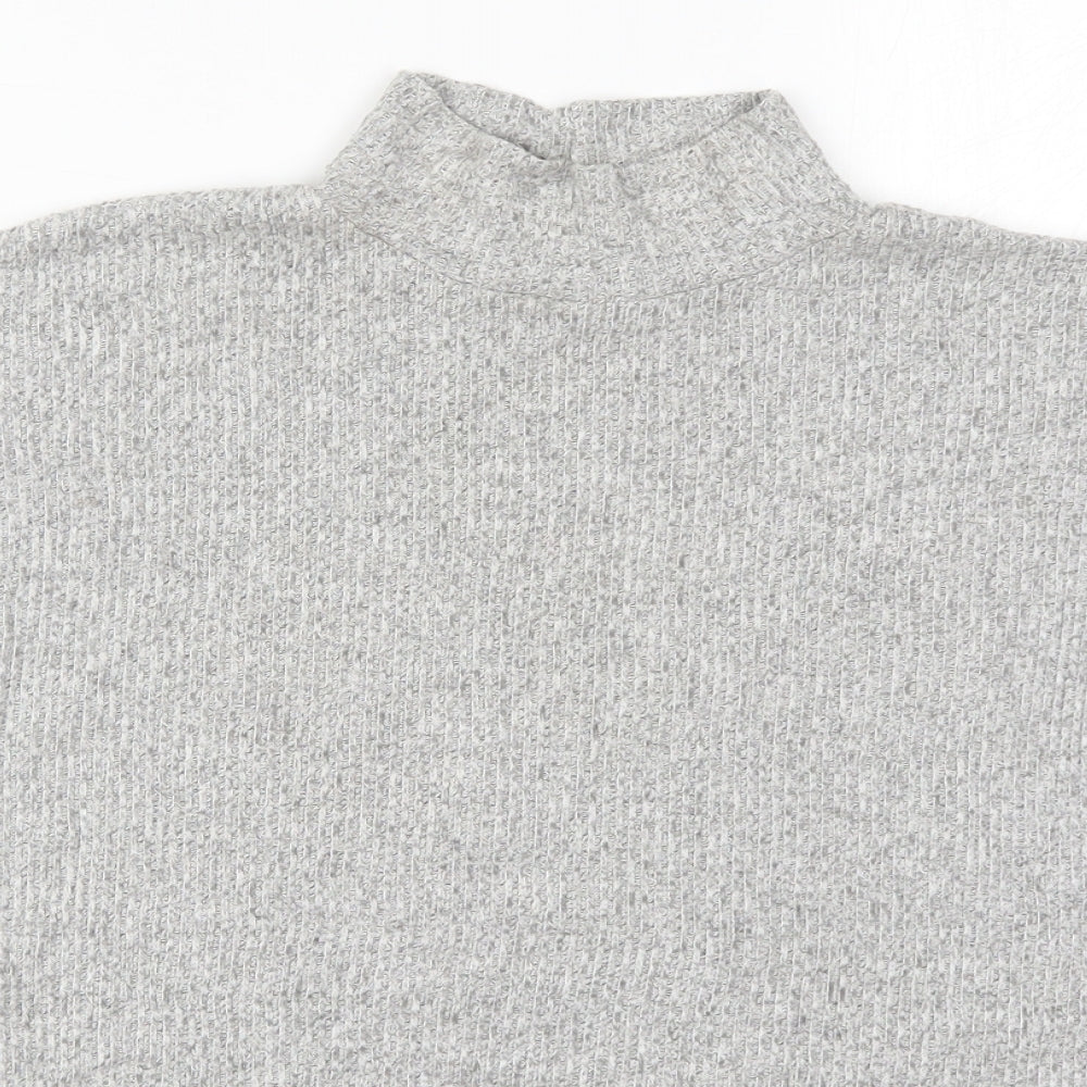 Topshop Womens Grey  Viscose Basic T-Shirt Size 8 High Neck