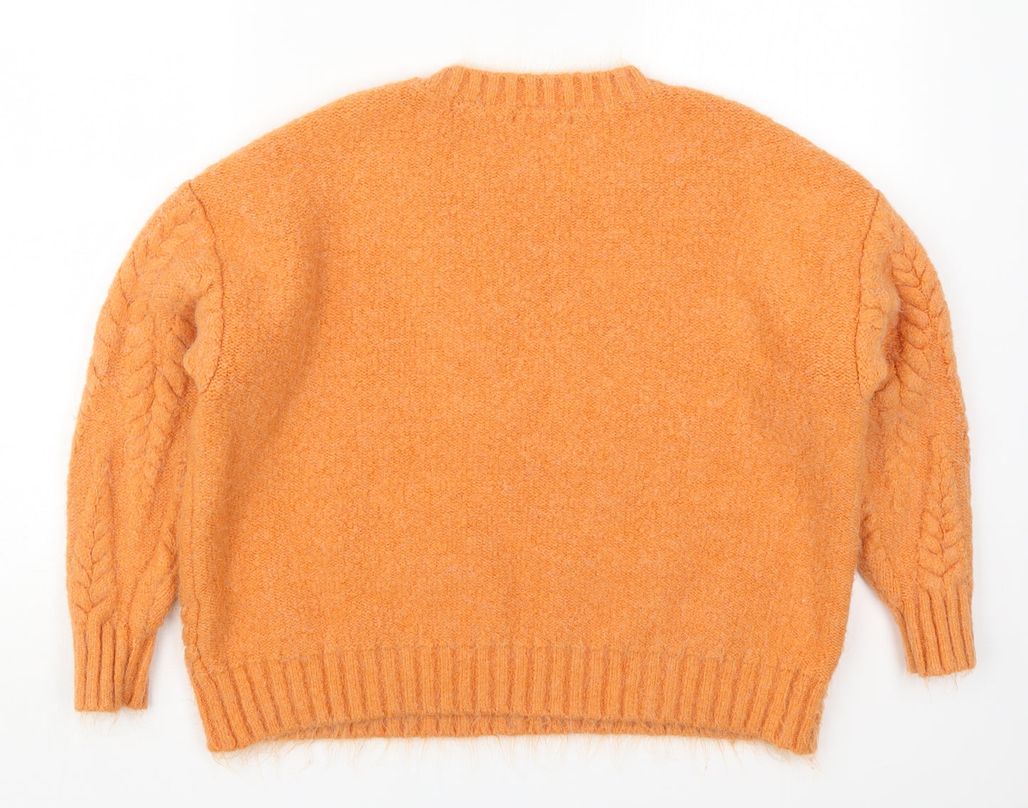 George Womens Orange Round Neck  Acrylic Pullover Jumper Size L