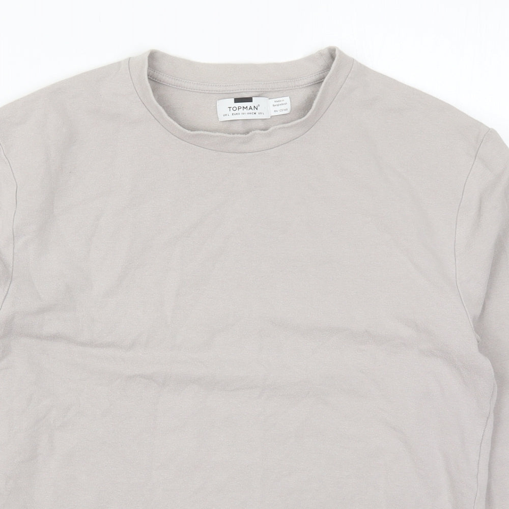 Topman Mens Grey  Cotton Pullover Sweatshirt Size L