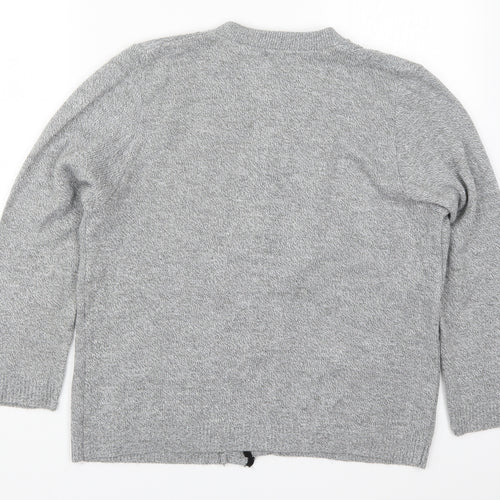 Glimpse Womens Grey Round Neck  Acrylic Cardigan Jumper Size S