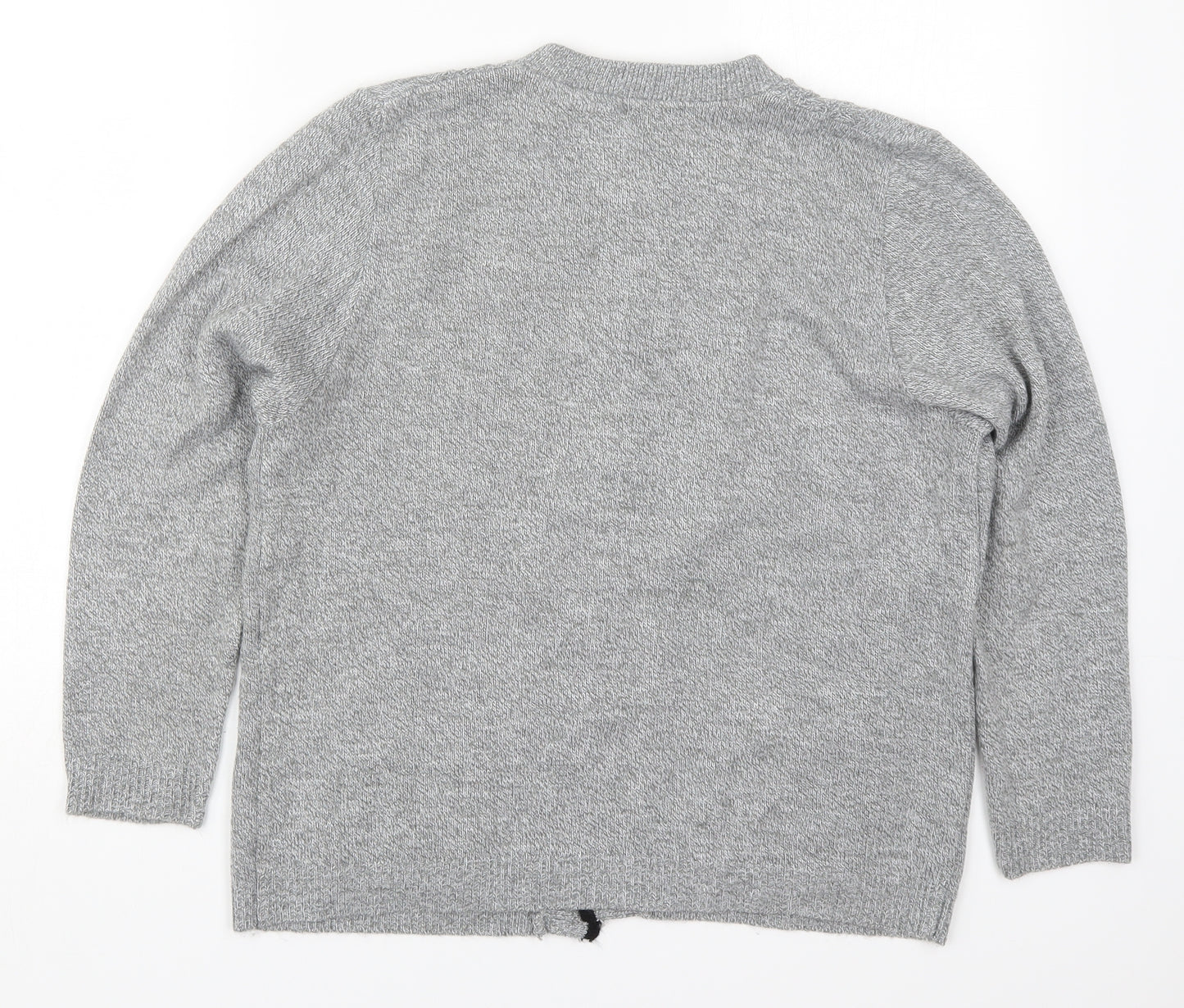 Glimpse Womens Grey Round Neck  Acrylic Cardigan Jumper Size S