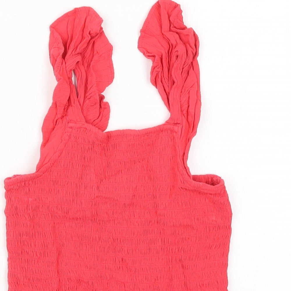 TU Girls Pink  Viscose Basic Tank Size 7 Years Square Neck Pullover