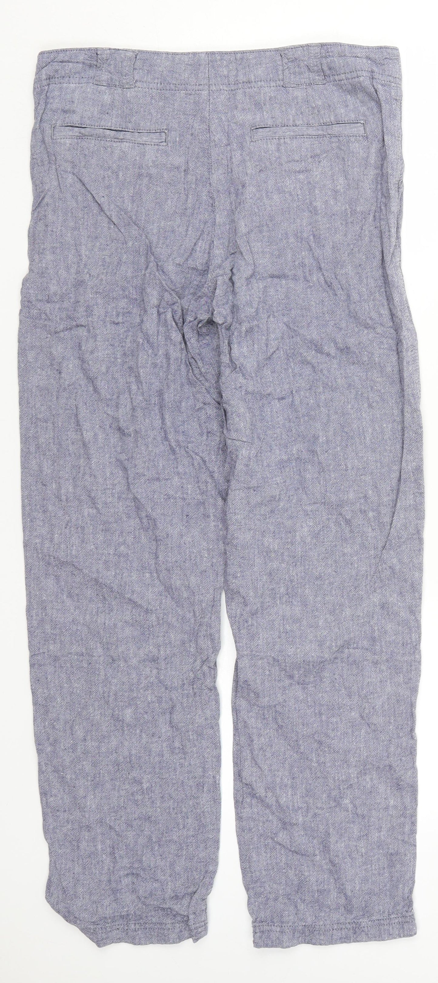 F&F Womens Blue  Linen Trousers  Size 8 L29 in Regular Button