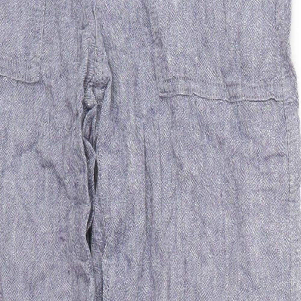 F&F Womens Blue  Linen Trousers  Size 8 L29 in Regular Button
