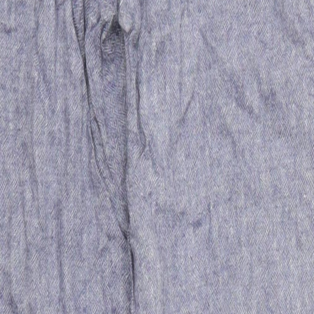 F&F Womens Blue  Linen Trousers  Size 8 L29 in Regular Button